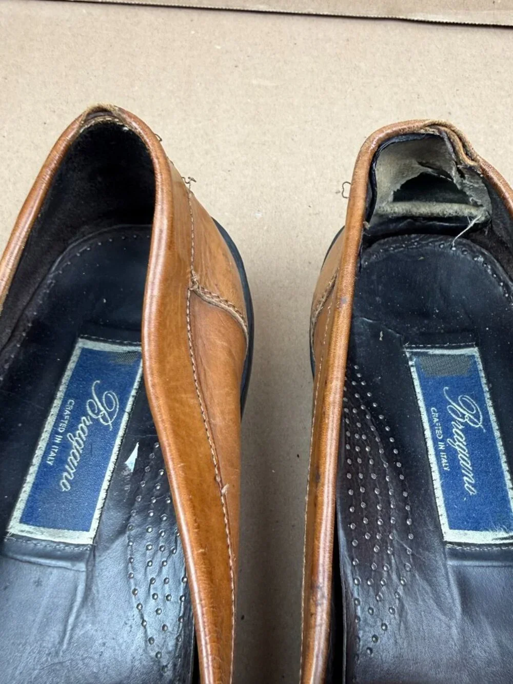 Bragano Men's Brown Leather Tassel Loafers Size 11.5 M DAMAGE